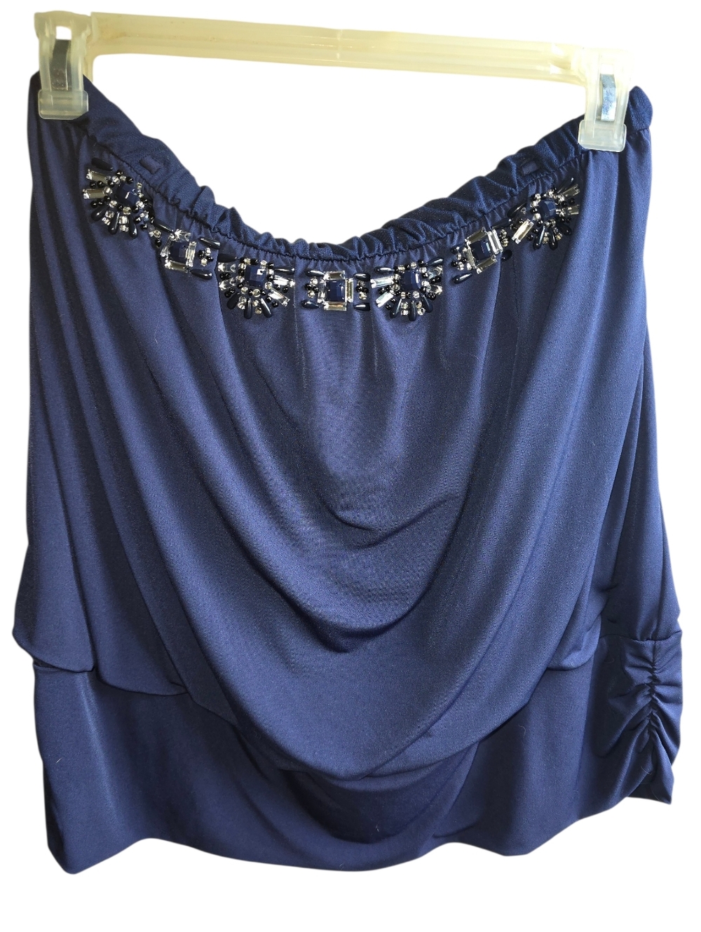 Strapless Beaded Lane Bryant 1820 Plus Navy Blue Women’s Dress - Picture 2 of 8